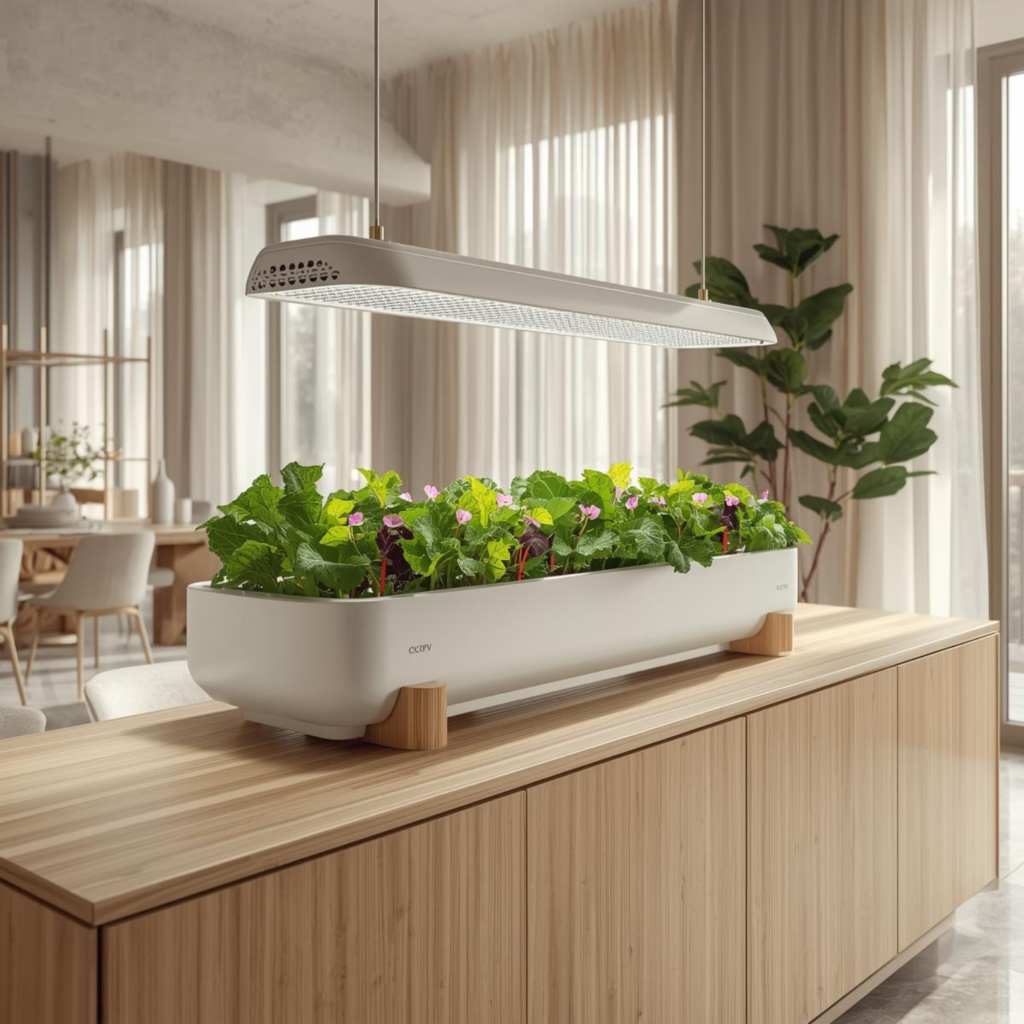 Hydroponic Nutrients Guide: NPK, pH, EC & Plant Growth - A Smart Hydroponics Growing Kit lying on wooden kitchen countertop