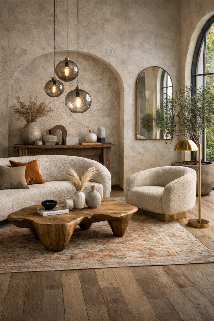 Luxurious earthy living room design - luxury home decor trends in 2026