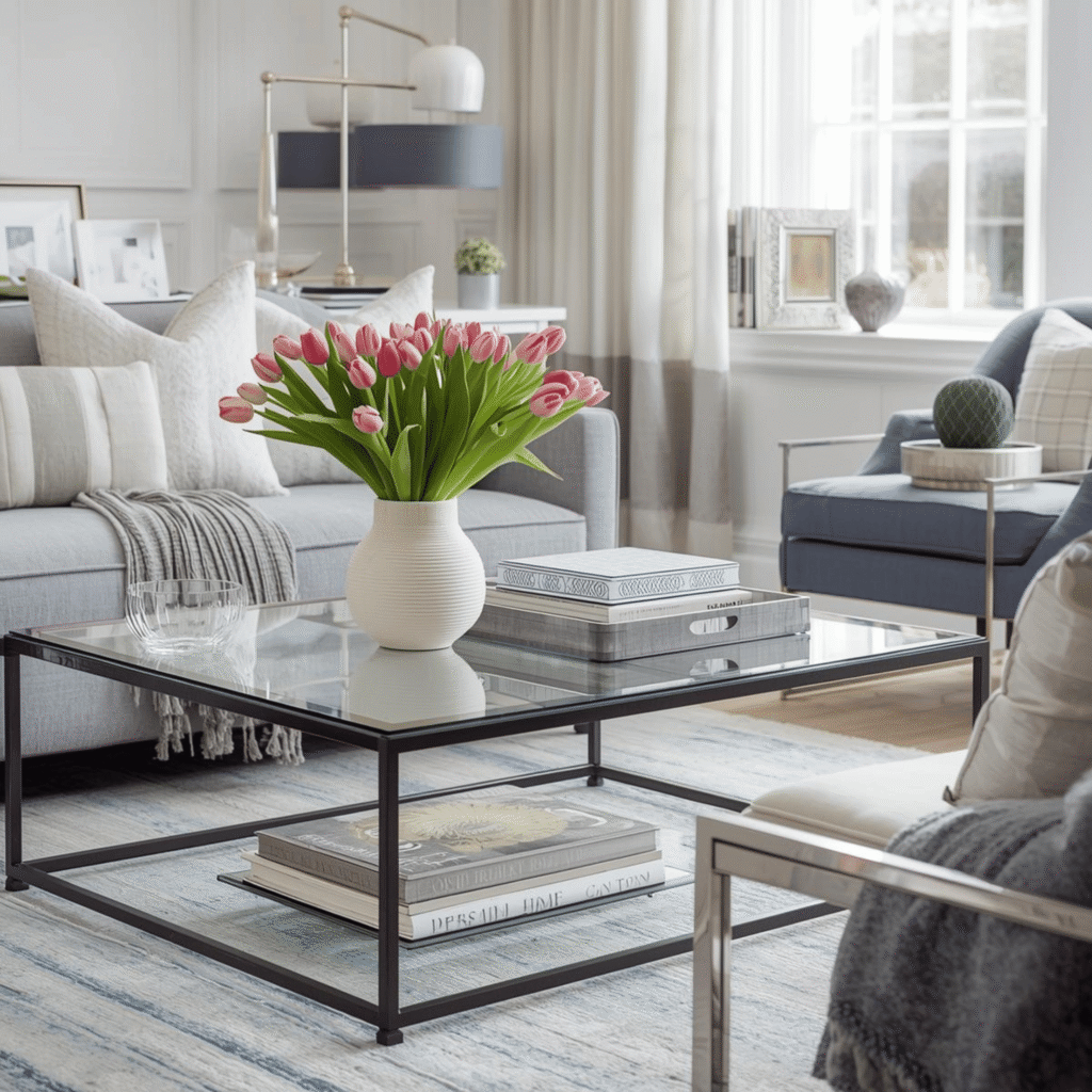 Keep Coffee Tables Minimal and Airy - Small Space Spring Decor