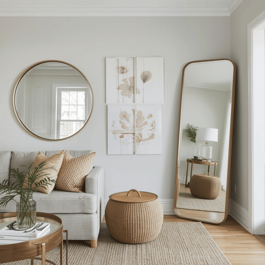 Use Mirrors to Visually Double the Space - Small Space Spring Decor
