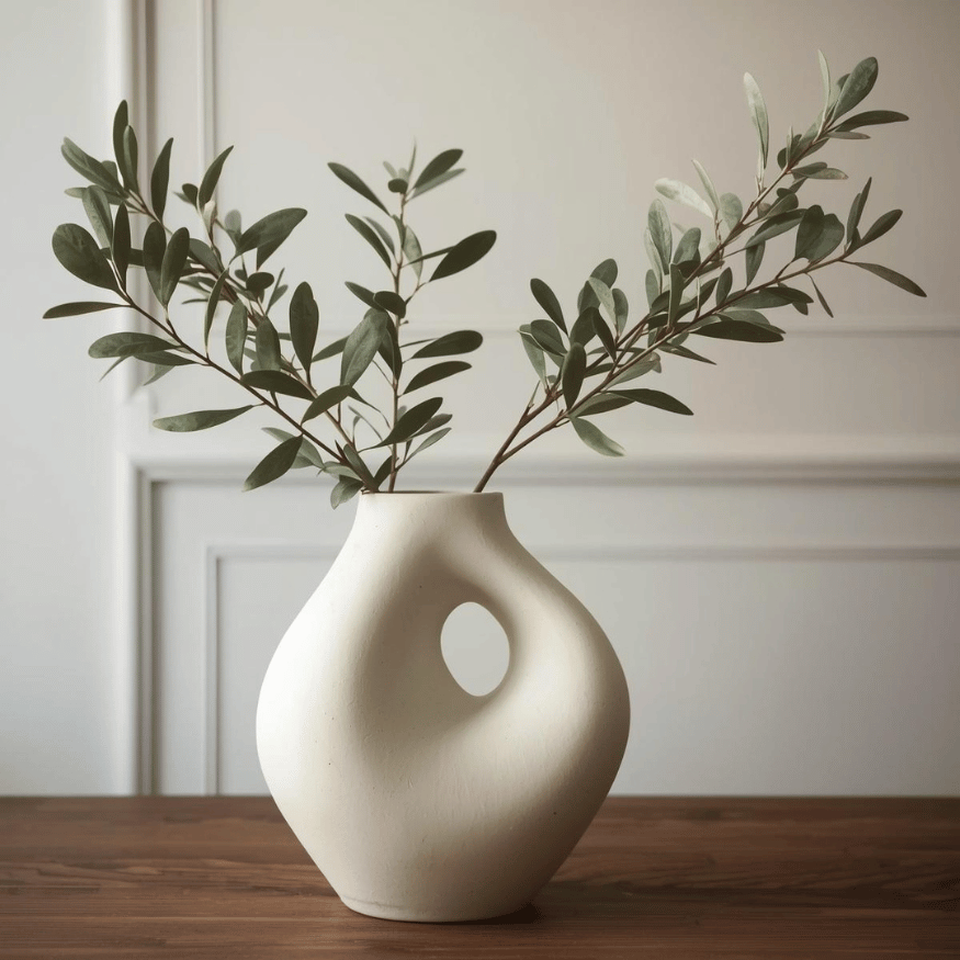 sculptural ceramic vase in an off-white matte finish - organic spring decor