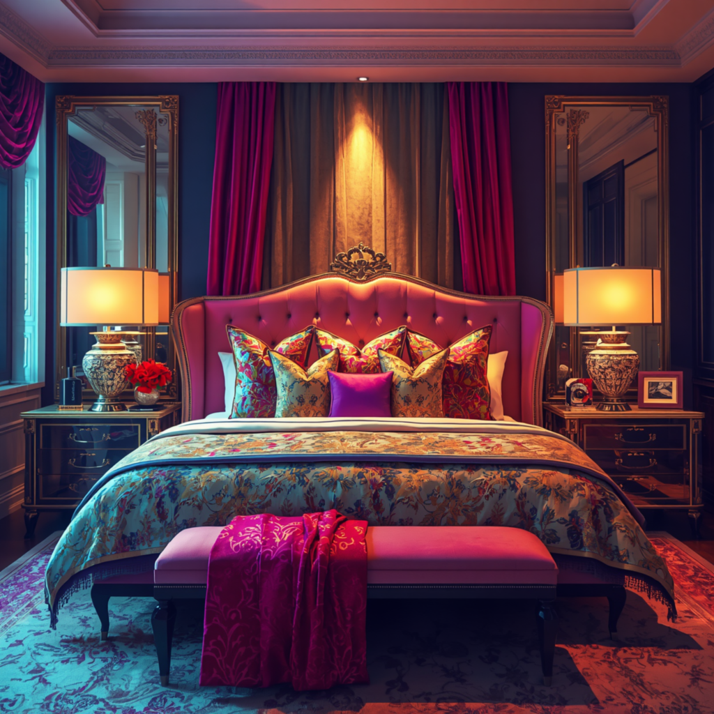 decorative pillows on a bed
