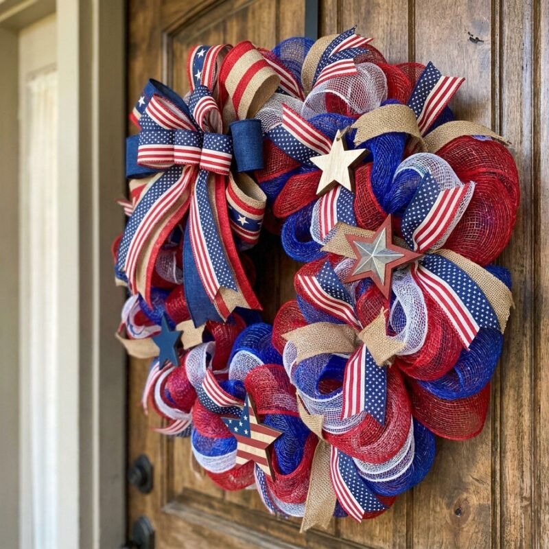 DIY Patriotic Front Door Wreath (Step-by-Step Guide)