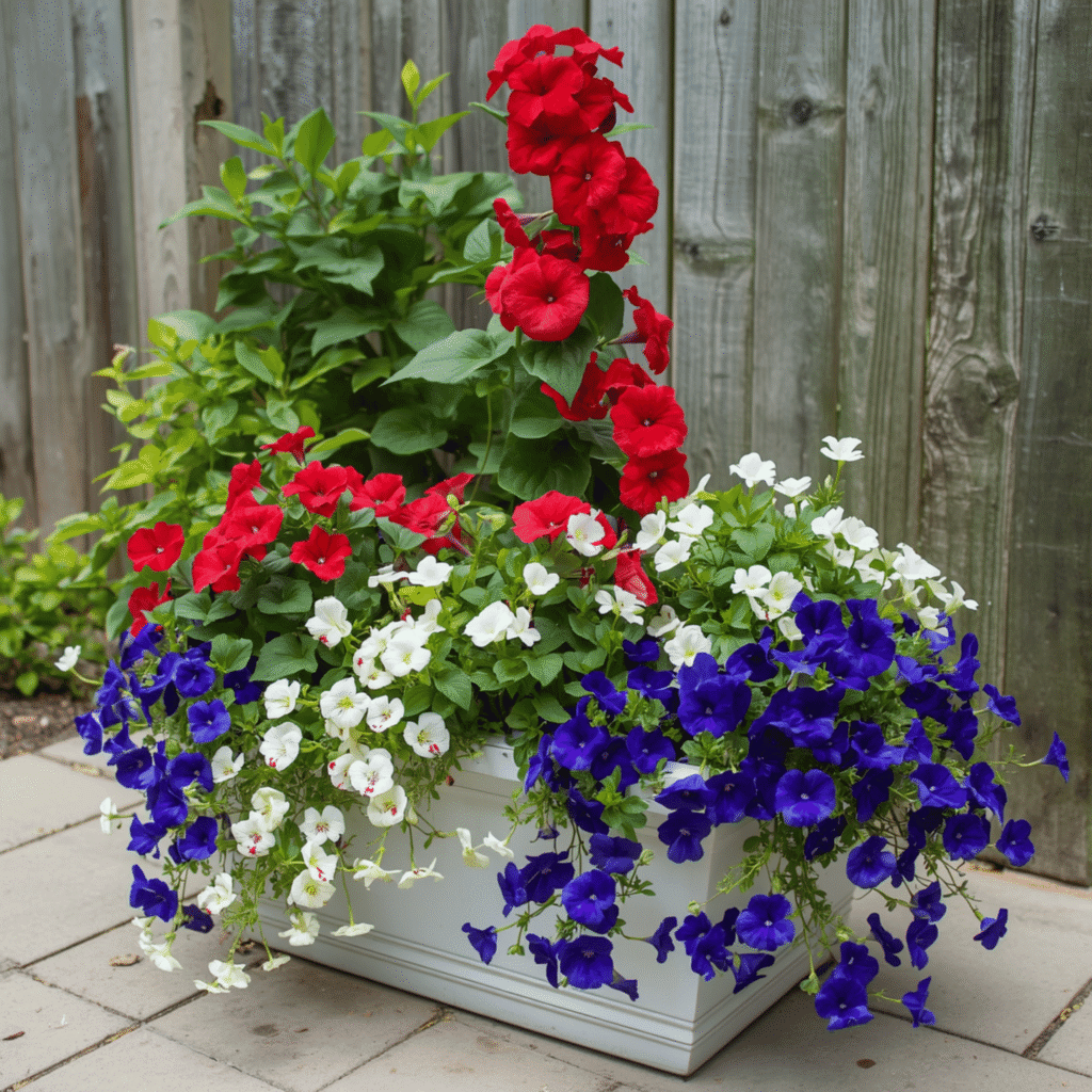 front porch makeover - patriotic planter combination