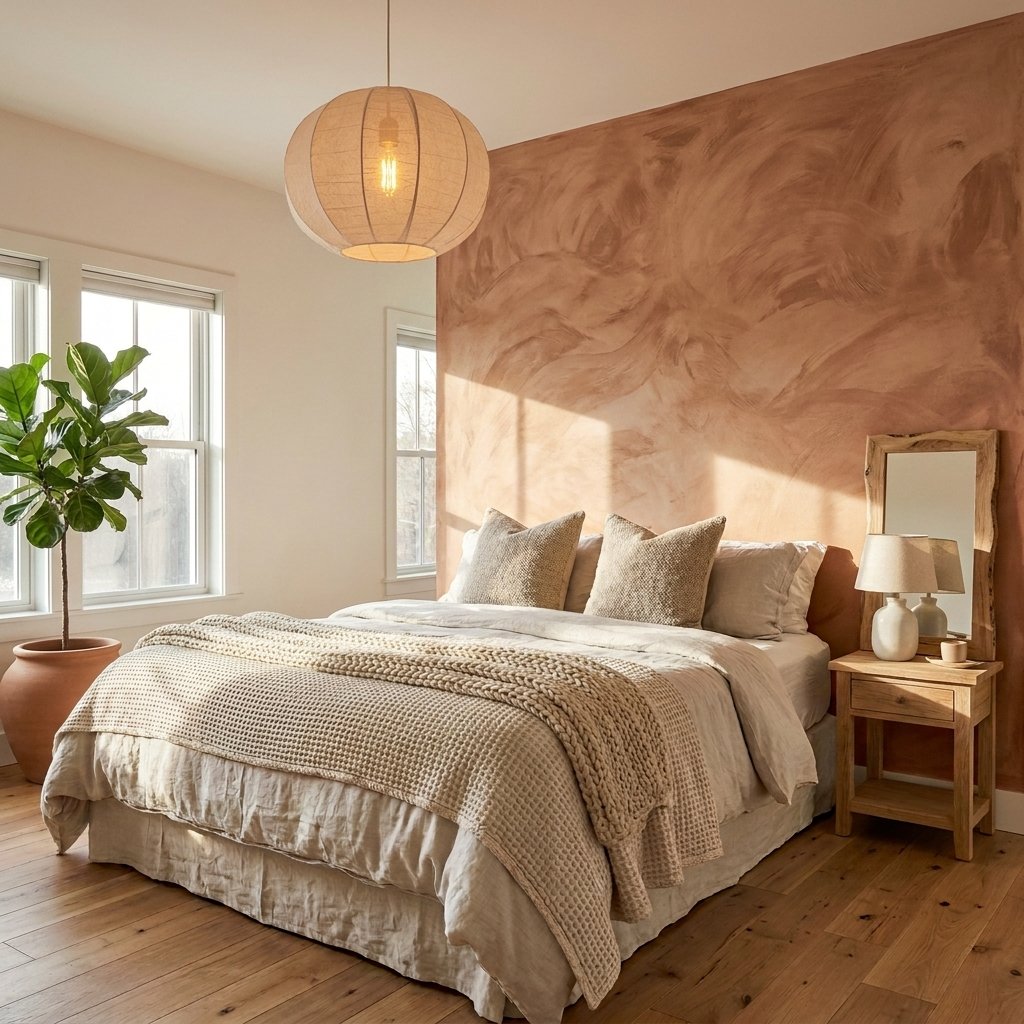DIY Limewash Bedroom Wall Styling Idea