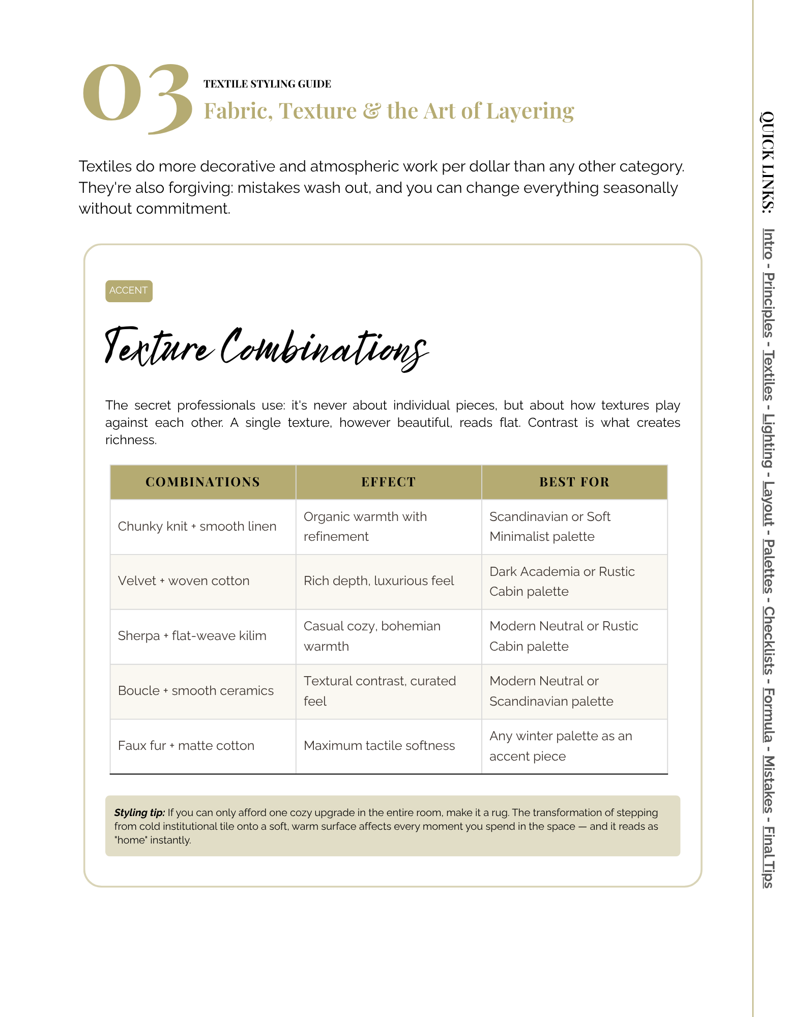 Textile Styling Guide - Texture Combinations
